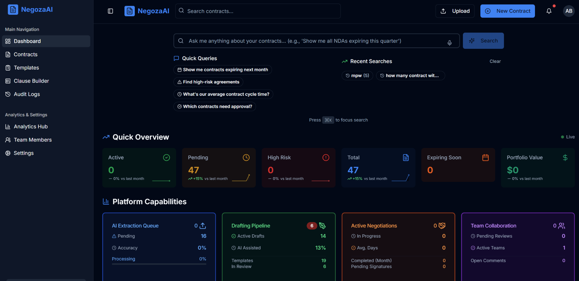 NegozaAI - AI-Powered Contract Management & Negotiation Platform